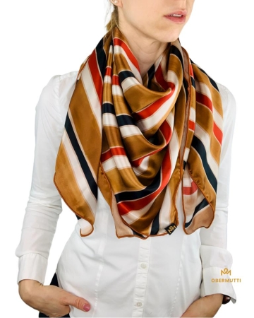 Schal mit Halsschleife aus Seide im Streifenprint